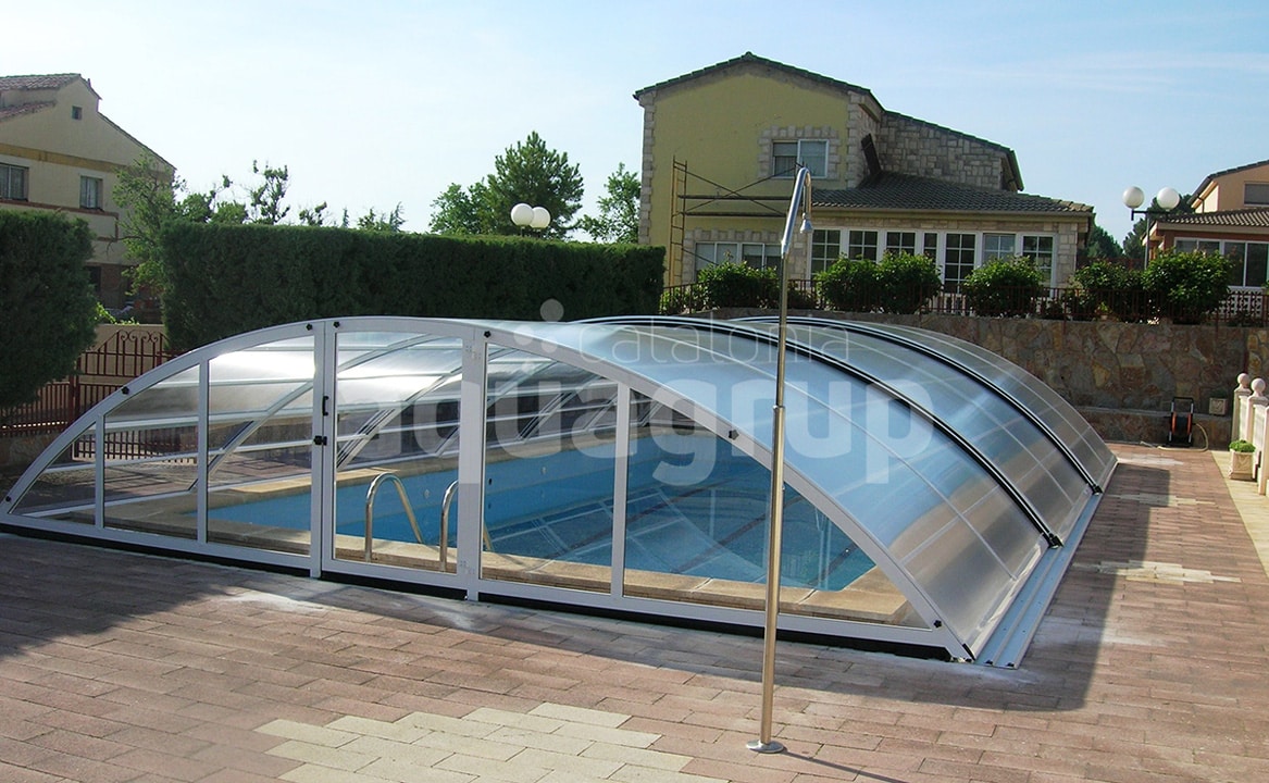 Buy Telescopic slide pool cover with tracks