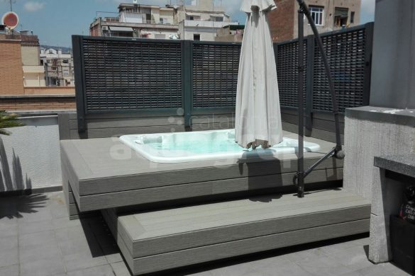 Installation of spa hot tub outdoor