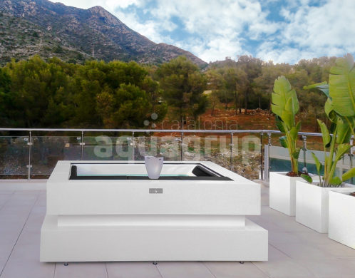 Photo: modern and elegant hot tubs on terrace