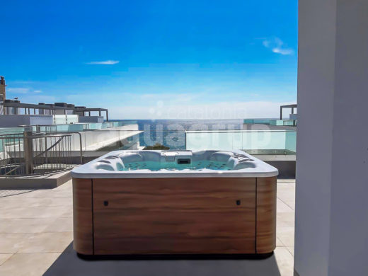 Photo d'une terrasse moderne avec spa