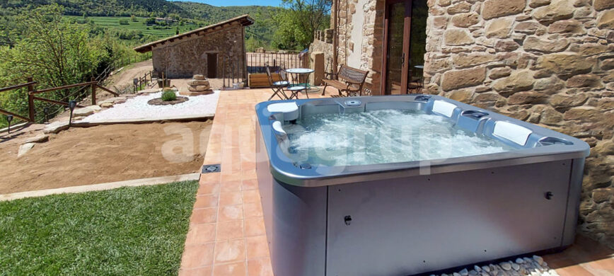 Hot tub installation in rustic house