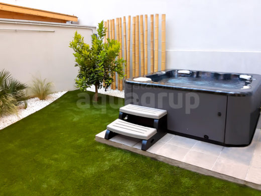 Modern private hot tub spa in the garden