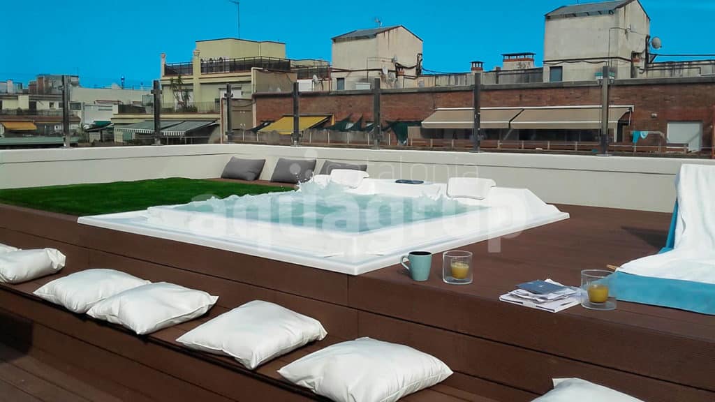 Outdoor terrace spa installation
