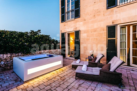 Outdoor spa installation on terrace