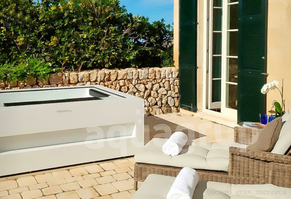 Outdoor spa installation on terrace, Menorca