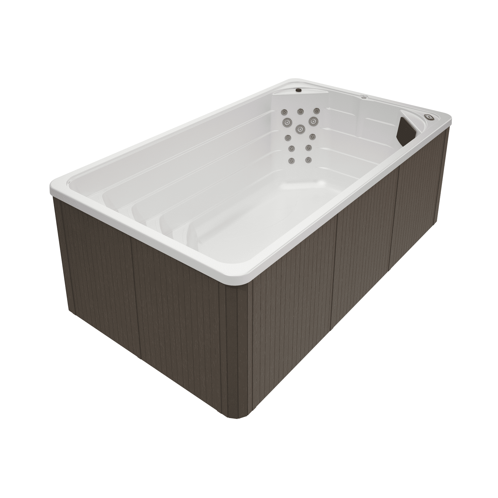 Swim spa sky color blanco con mueble gris Aquavia Spa